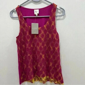 Anthropologie Lace Boho Neon Top size xs‎